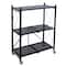 Organize It All Black 3-Tier Foldable Metal Rack with Wheels